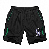 Men's Colorado Rockies Black Green Stripe MLB Shorts,baseball caps,new era cap wholesale,wholesale hats